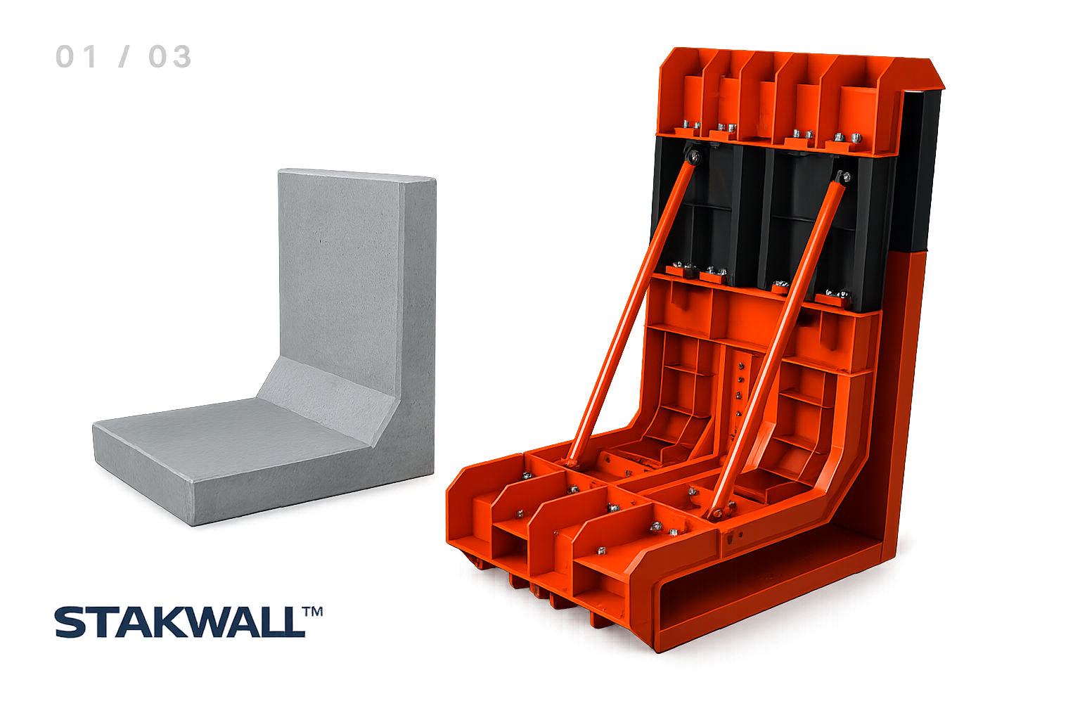 Molde STAKWALL para fabricar muros de contención en L